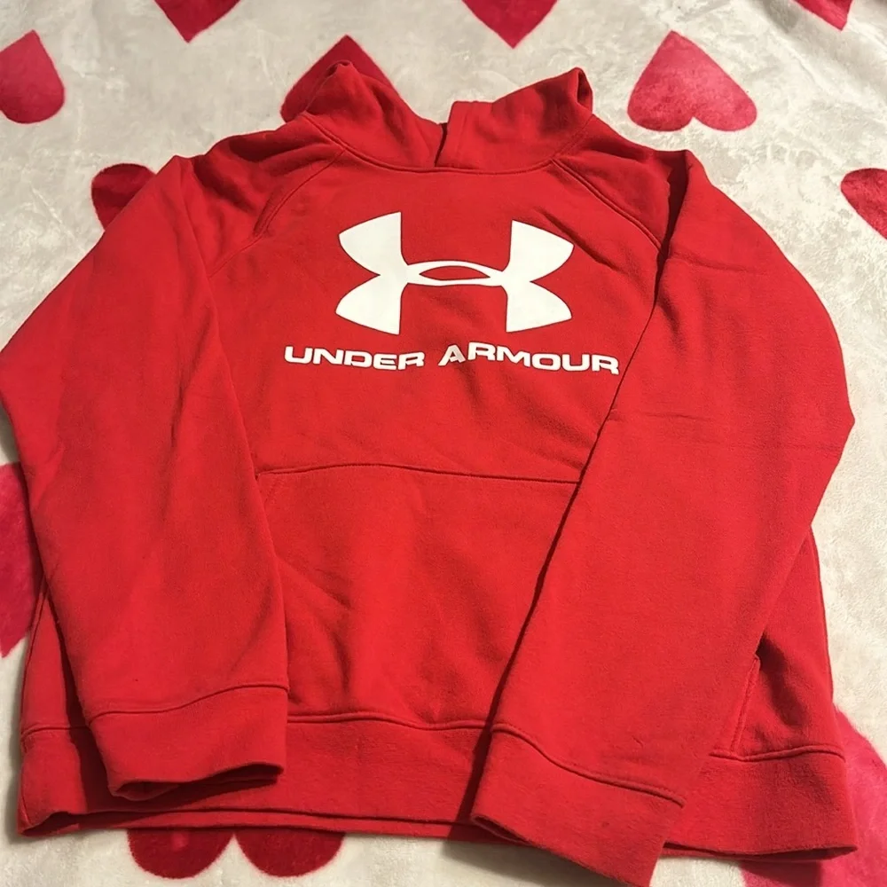 Under Armour Boys' Big Logo Fire red hoodie